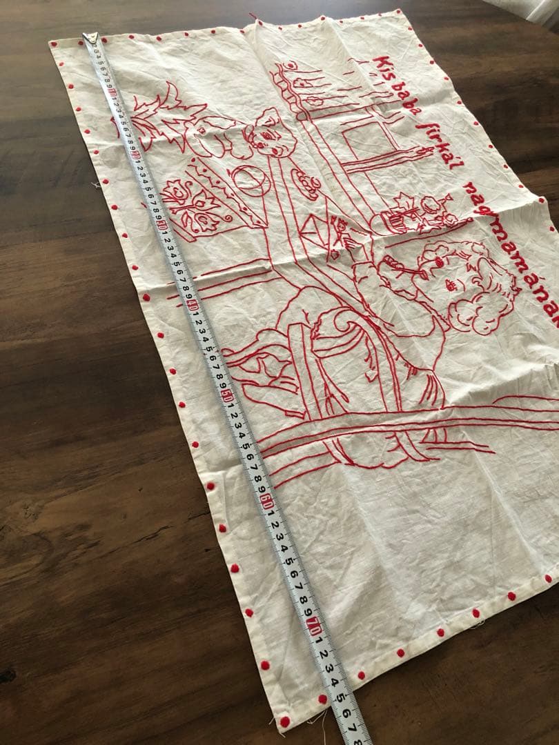 ヴィンテージ  ハンドメイド刺繍　大判クロス