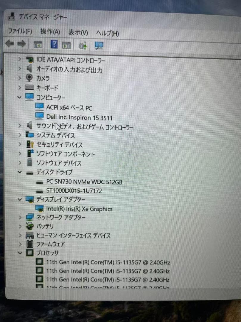Windowsノート本体 DELL Inspiron 15 3511 i5-11 16G 15.6FHD