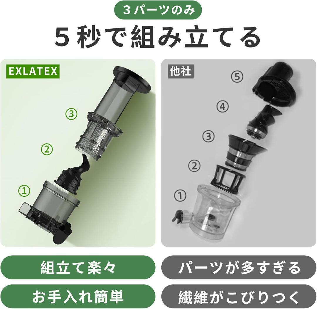 スロージューサー 搾りカス分離 低速回転 小型 (ホワイト, Mサイズ)