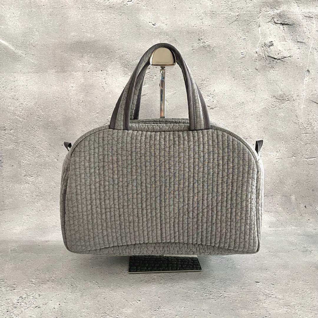 ボストンバッグ ヌビバッグ　グレー　ハンドメイド