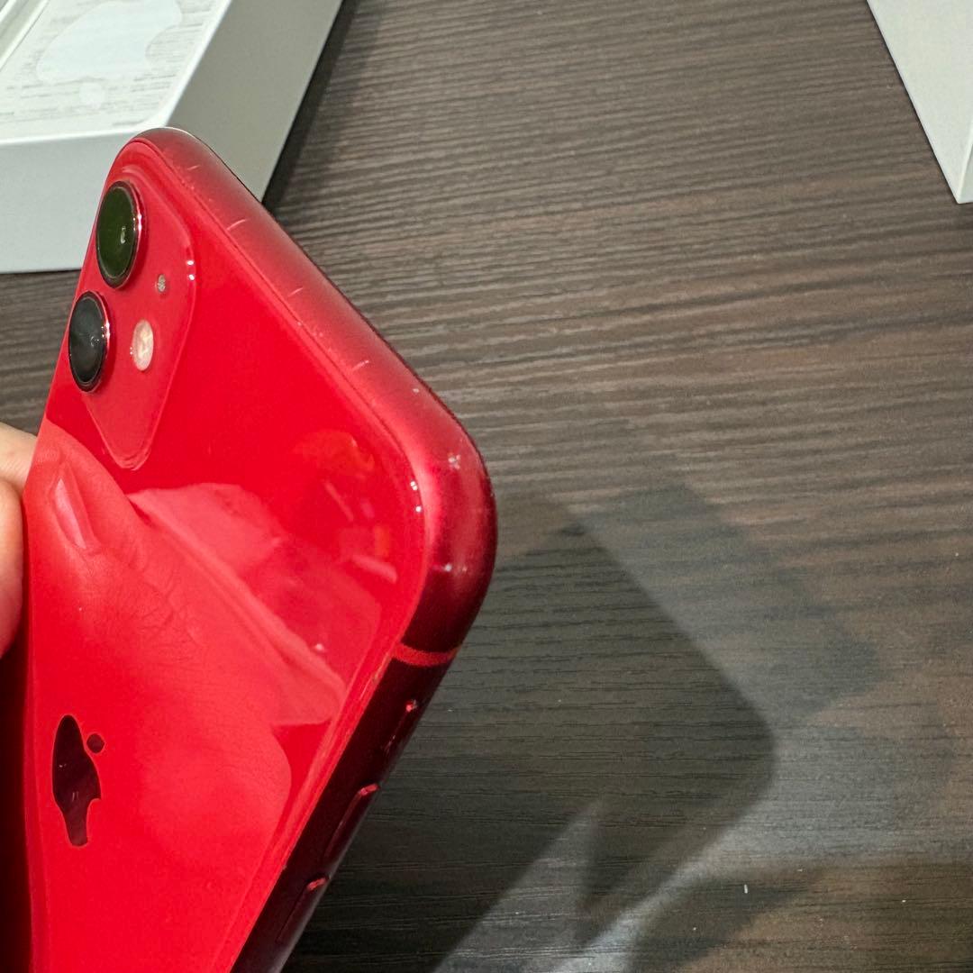 iPhone 11 128GB レッド　箱あり　液晶ヒビあり
