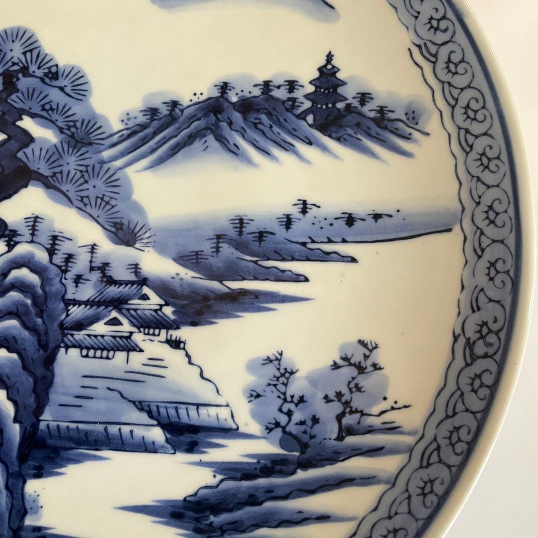 古伊万里　染付山水文皿