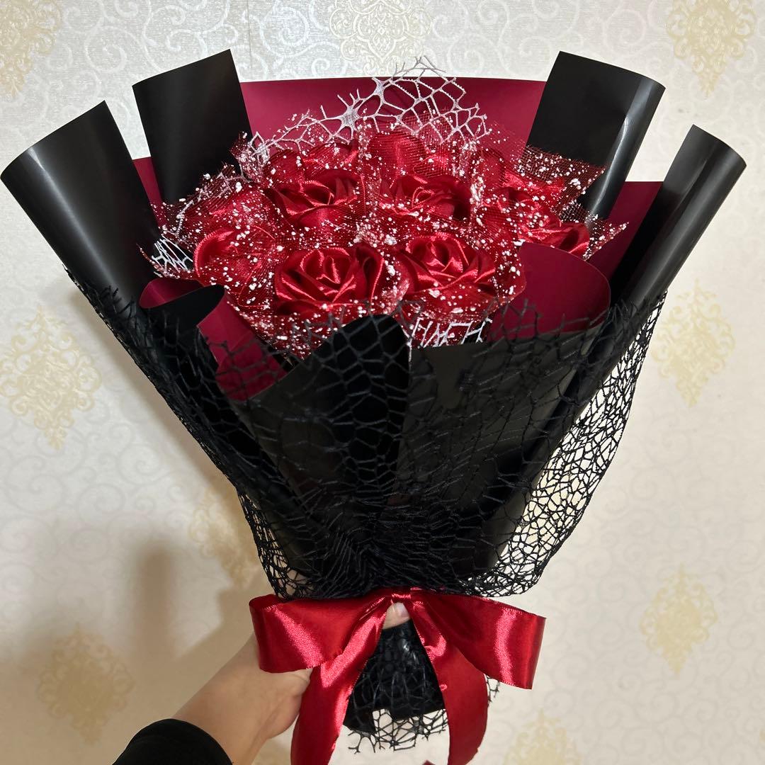 10本ダークレッドバラブーケ　プレゼント お祝い 枯れない花 永生薔薇特別な人へ