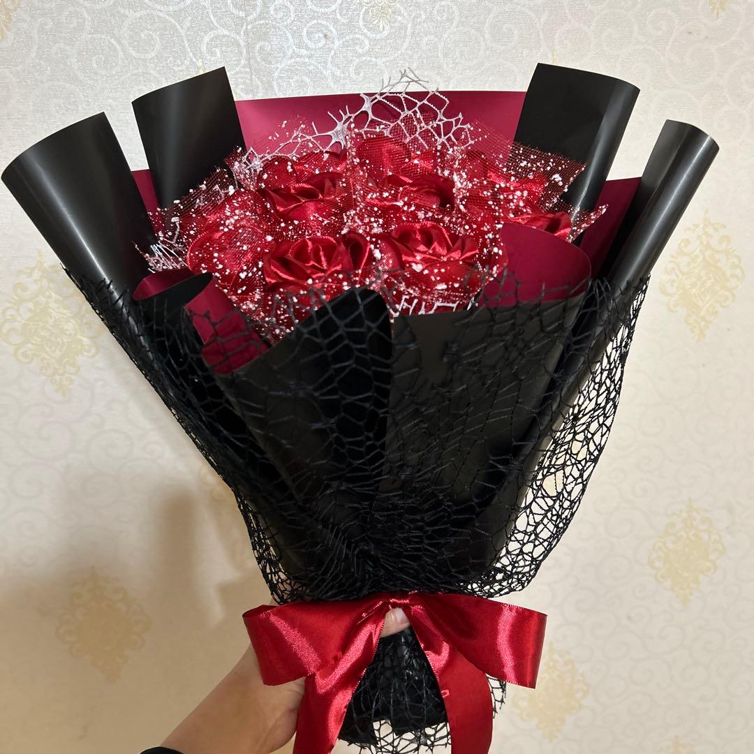 10本ダークレッドバラブーケ　プレゼント お祝い 枯れない花 永生薔薇特別な人へ