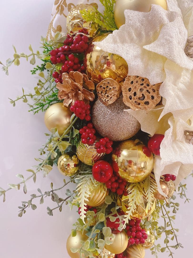 ✴︎豪華クリスマススワッグ✴︎クリスマスリース　フラワーリース　造花