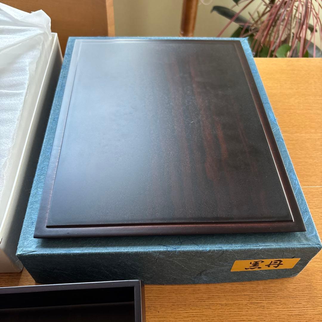 黒檀 文箱 昭和 アンティーク 新品未使用品 焦茶 艶あり超美品 高島屋