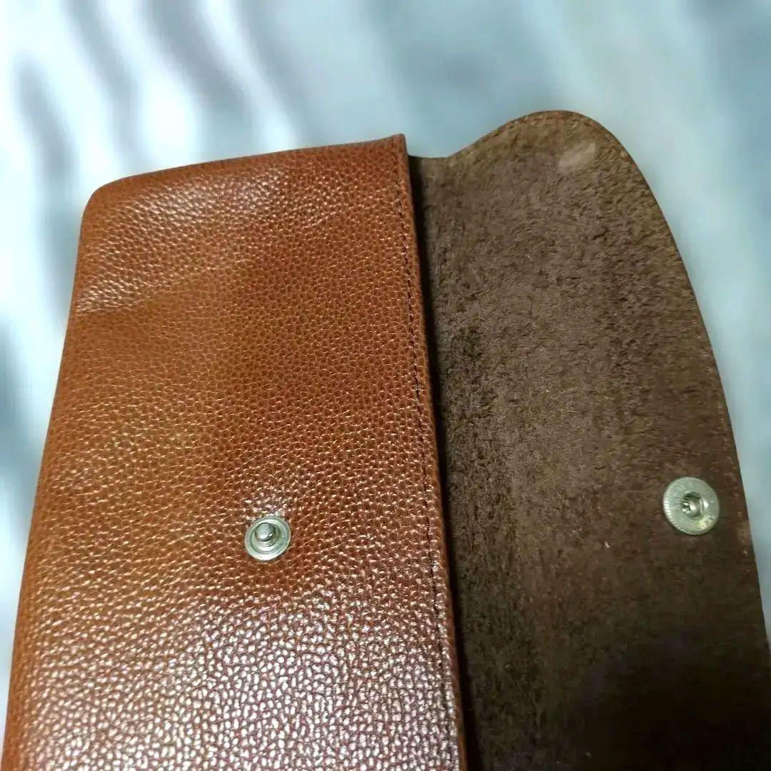コーヒーブラウンのレザー マルチケース 長財布 お札 小物 文房具入れ
