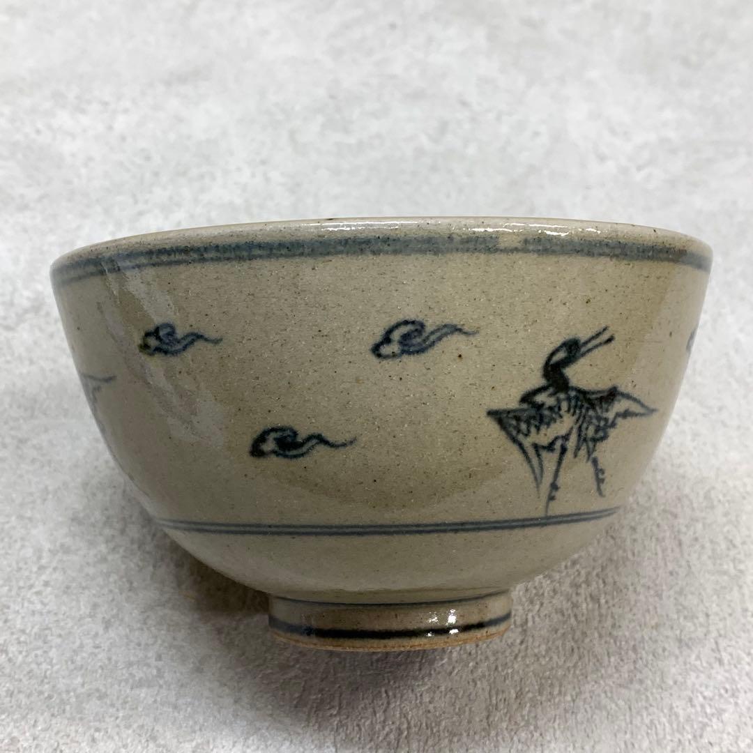 A-8 茶碗 膳所焼 安南写雲鶴 紙箱 茶道具 抹茶 和食器 茶の湯 ぜぜ