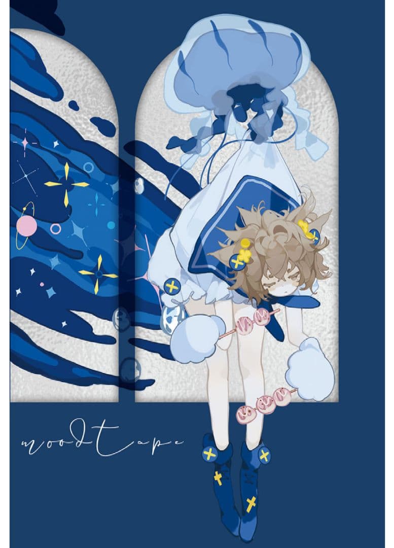 ✩のこり２✩J136＃海洋鱼星空雨(PET)切り売り海外人物マステ女の子