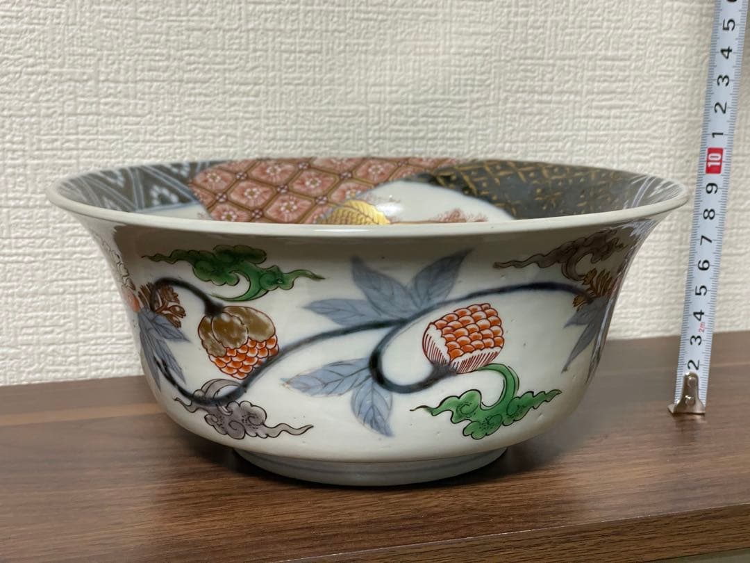 伊万里焼 色絵金彩 魚尽くし 富貴長春 鉢 木箱付 美品