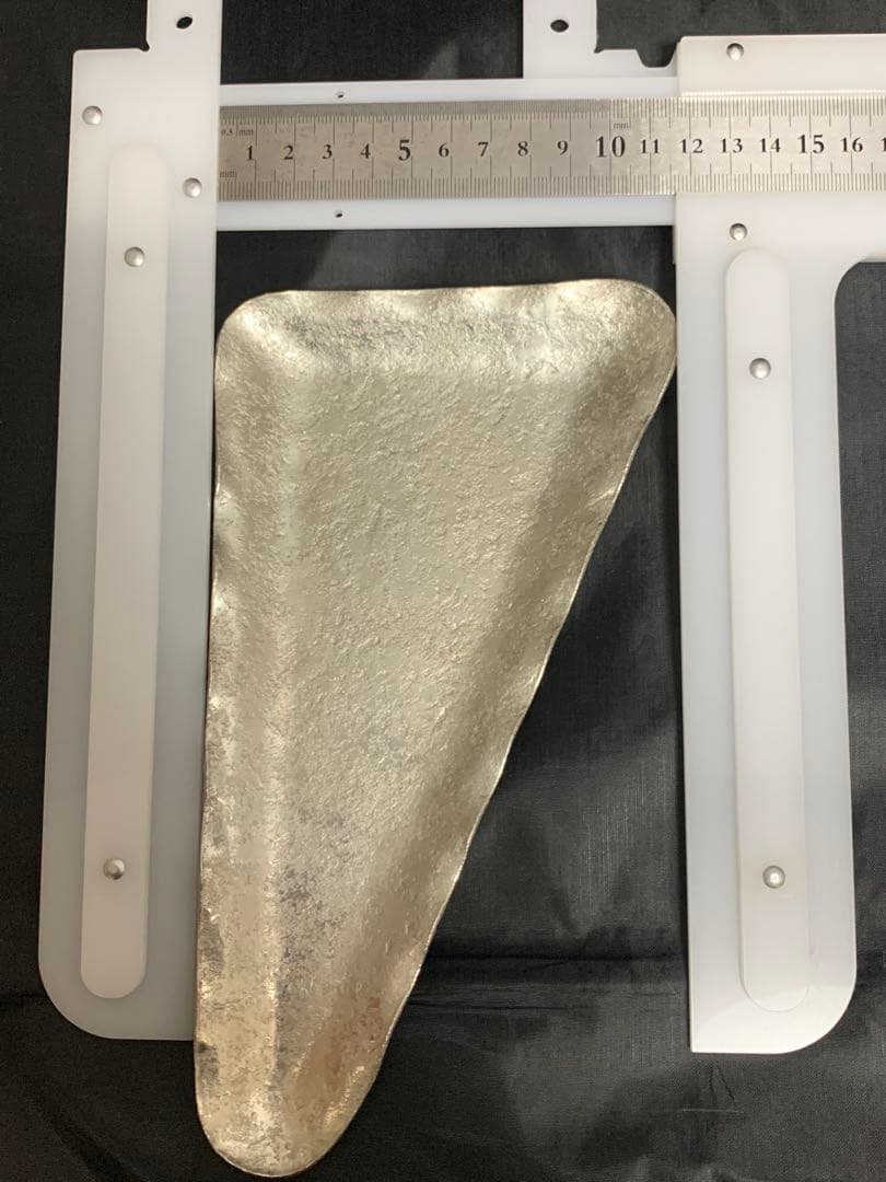 金属造形家 関根正文作 銀錫皿 角皿 刺身皿 ナッツ皿 トライアングルプレート