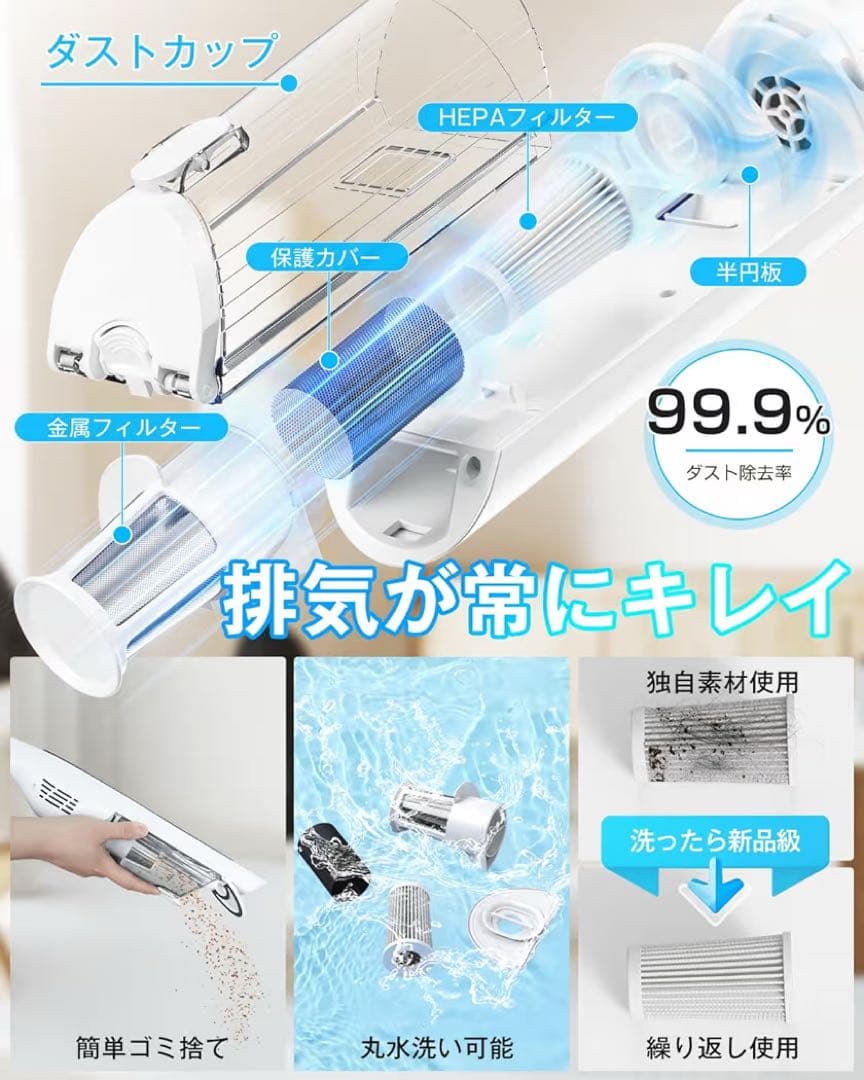 掃除機 コードレス サイクロン掃除機 55000Pa超強力 自立式 静音 LED