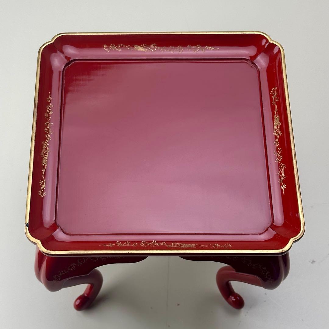 紅溜塗 飾り台 唐物卓 金蒔絵 共箱 茶道具 江戸時代 骨董品 アンティーク