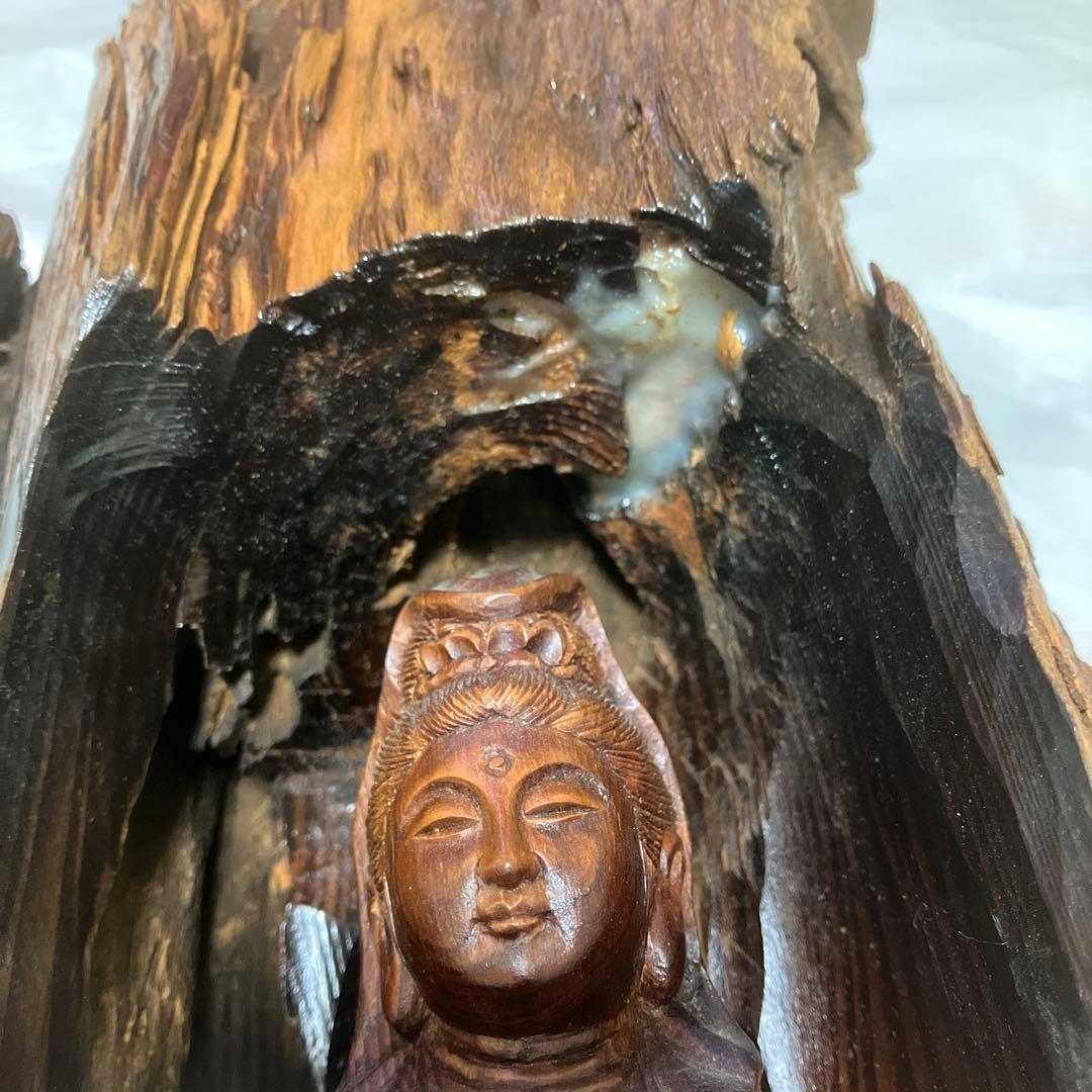 木彫り　観音菩薩