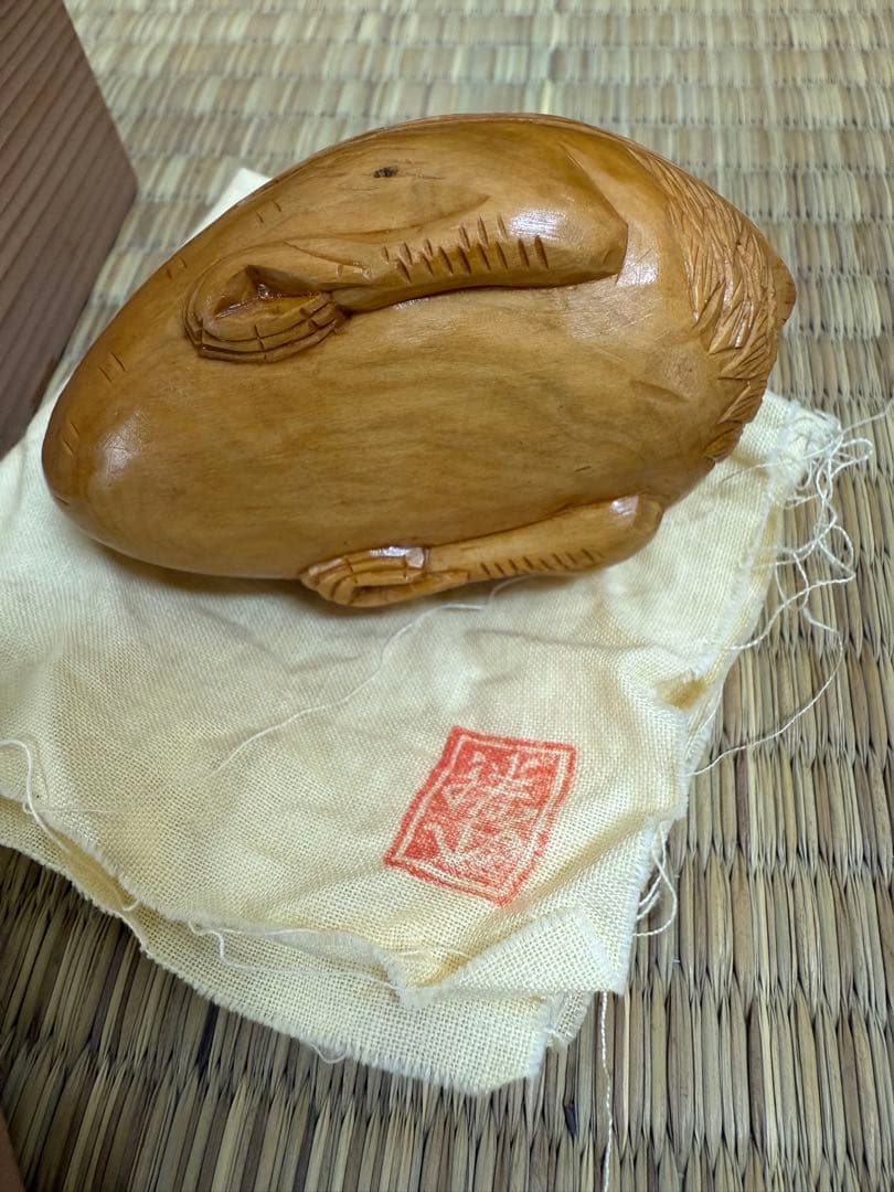 一位彫 香合 鳥形 共箱 茶道具 木彫