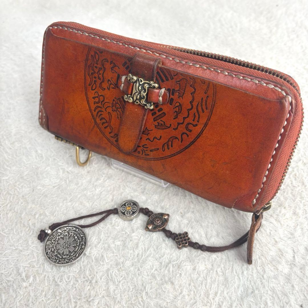 九宮転運財布 ハンドメイド ラウンドエッヂ財布 チャーム付き