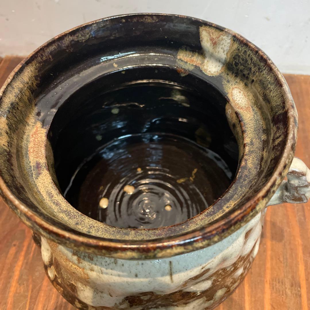 美品　茶道具　唐津　水指し　茶道　焼物　陶芸　耳付水指し　印象的な色合い
