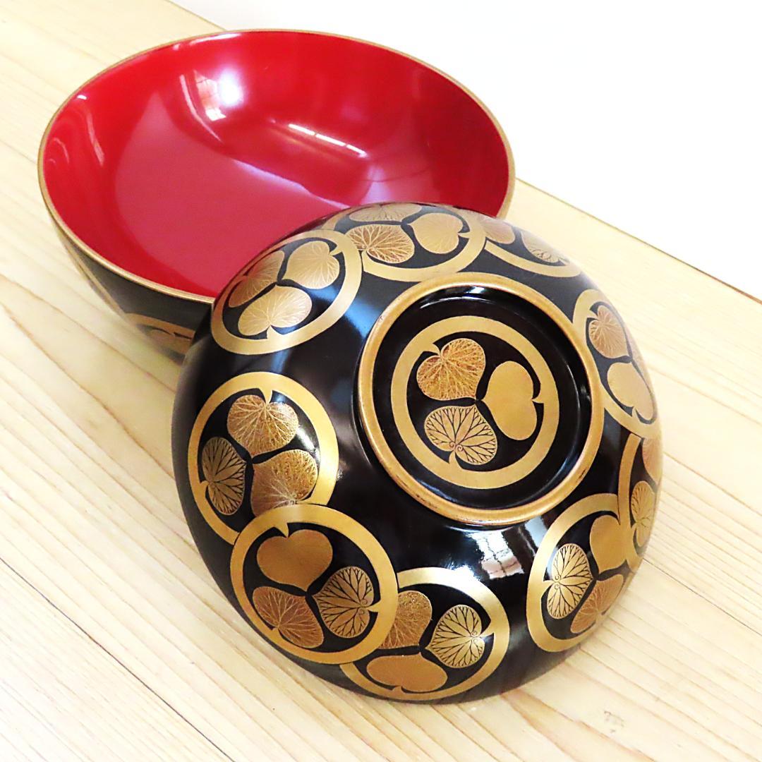 尾張藩　徳川家三つ葉葵紋蓋椀（茶碗・重箱・蒔絵・食籠・大名道具）