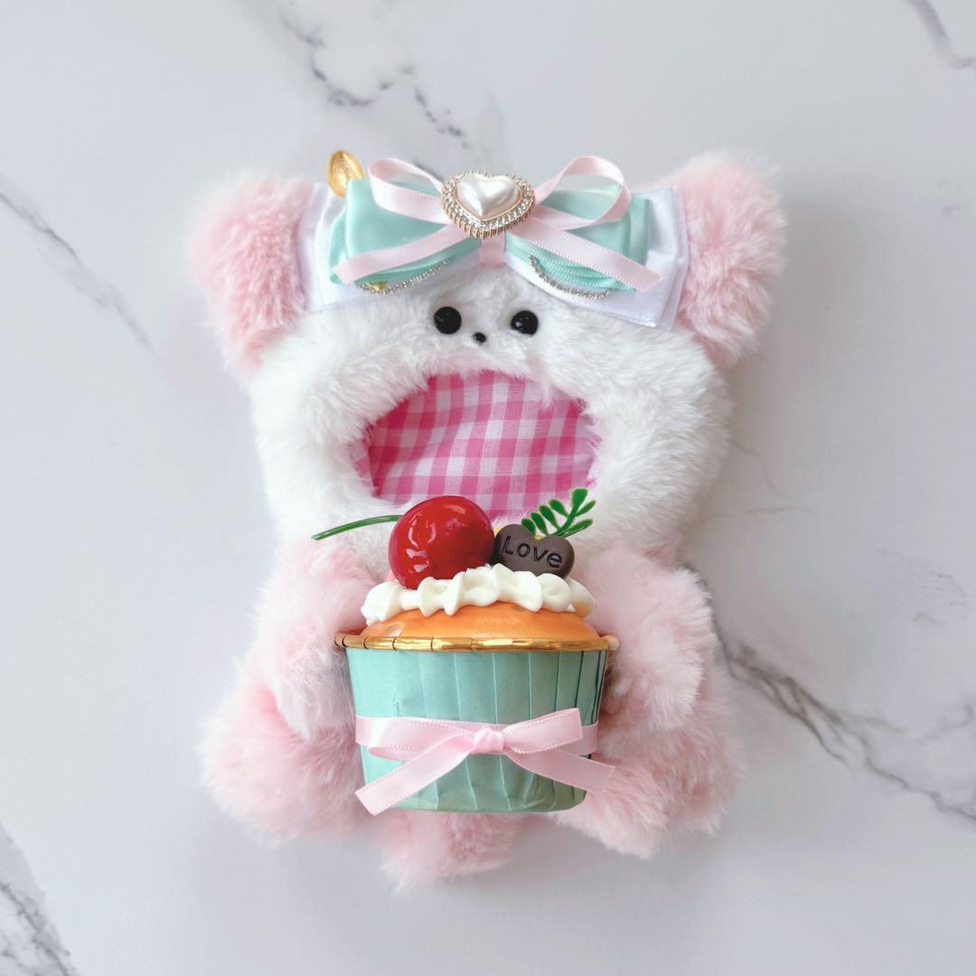 限定SALE おすわりぬい服 10〜13cmピンク×ターコイズブルー