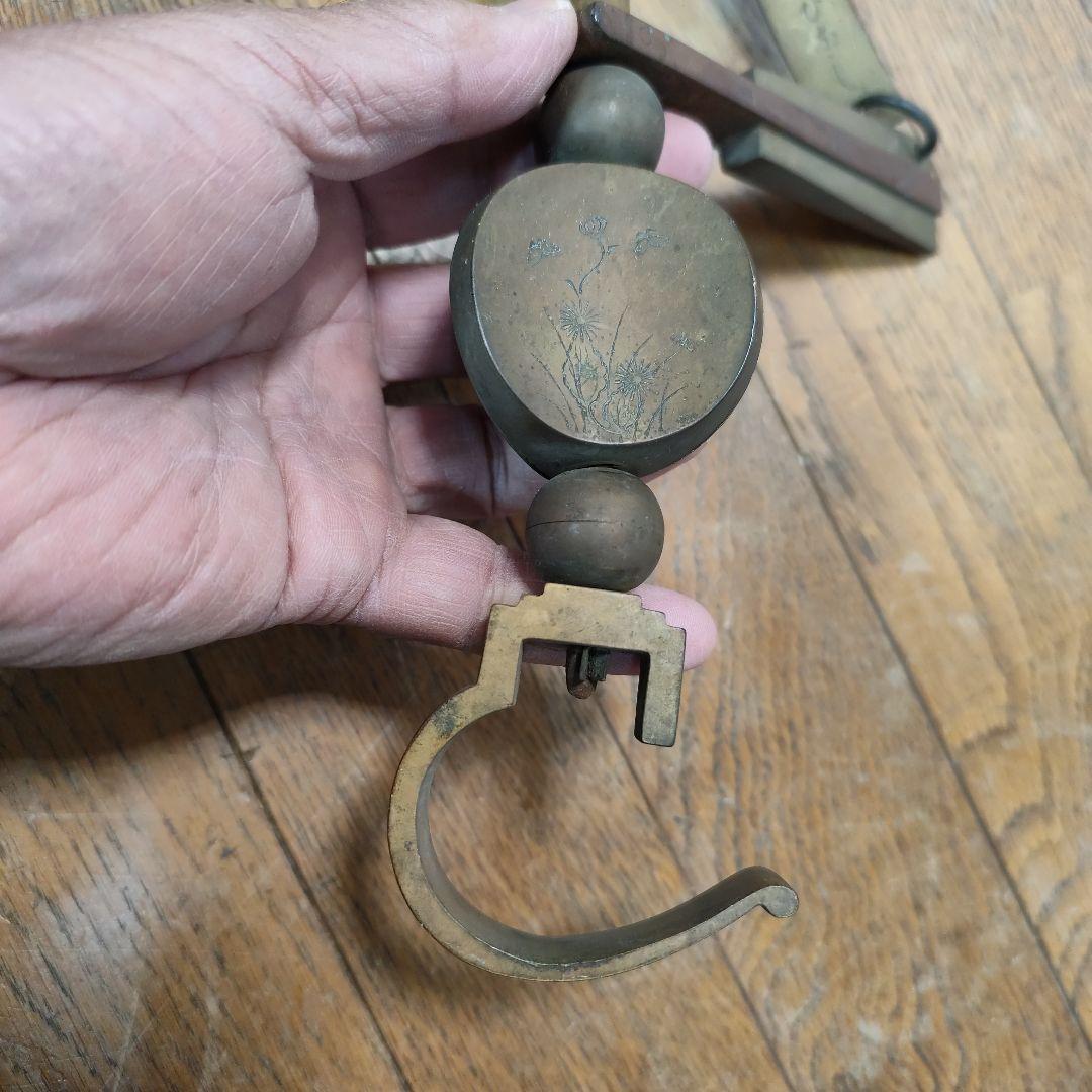 アンティーク 真鍮製自在鉤