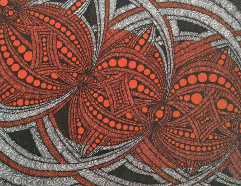 赤と黒の手描きアート作品