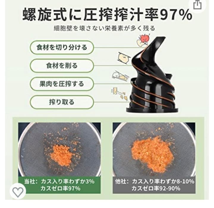 値下げ　洗いやすい　美味しいジューサーLサイズ