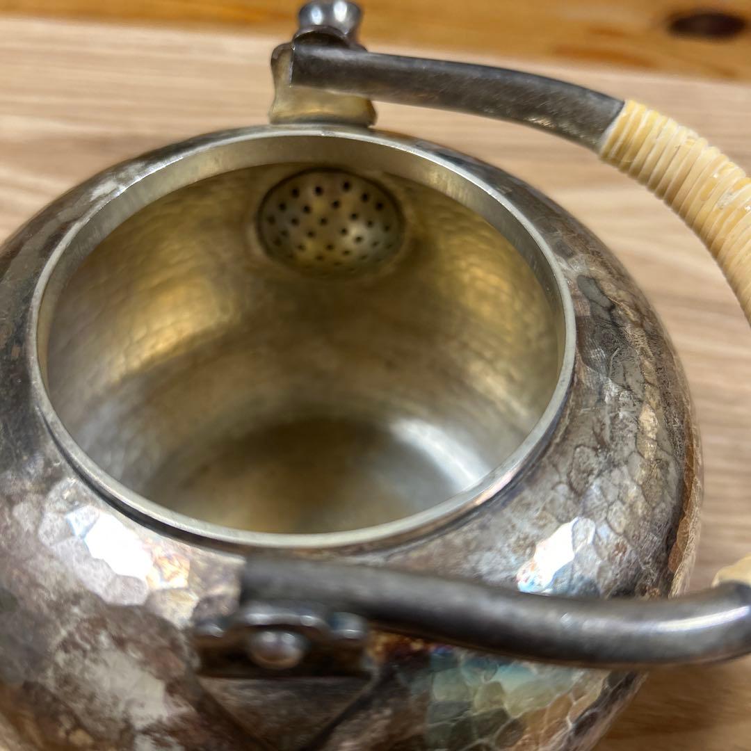 茶道具　湯沸　銀製　丸鎚目　骨董品