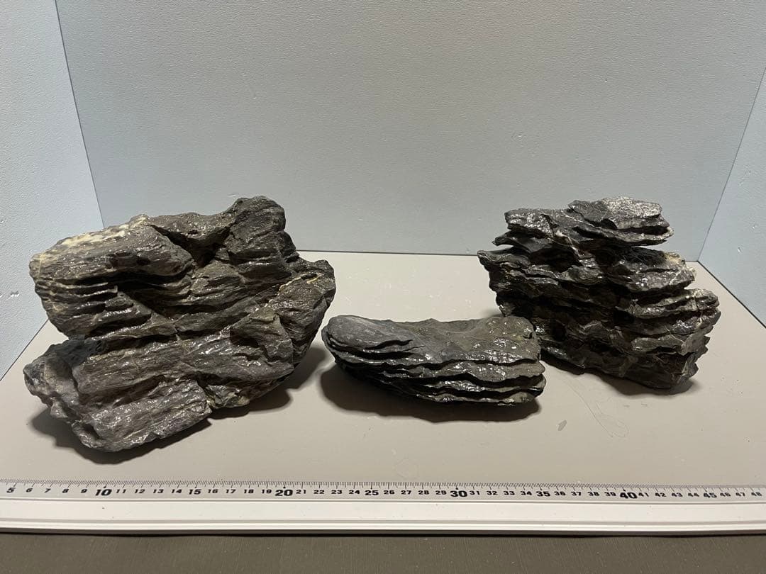 アクアリウム・水槽レイアウト用　積層石9個、輝板石13枚セット