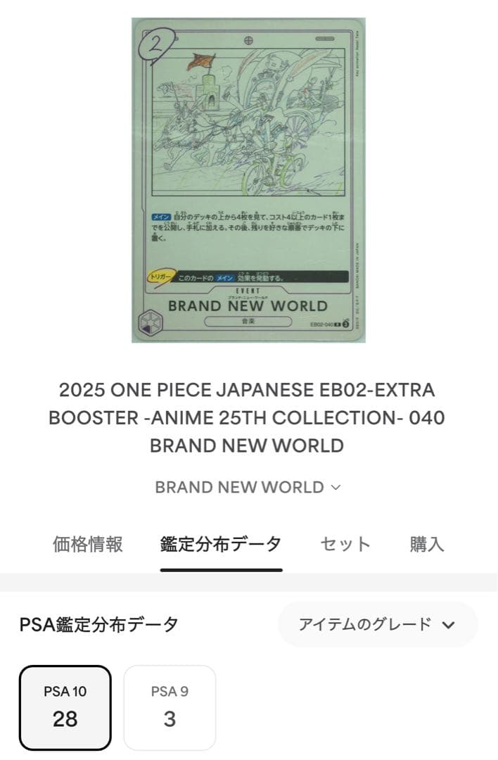 【PSA10】ワンピース　BRAND NEW WORLD R EB02-040