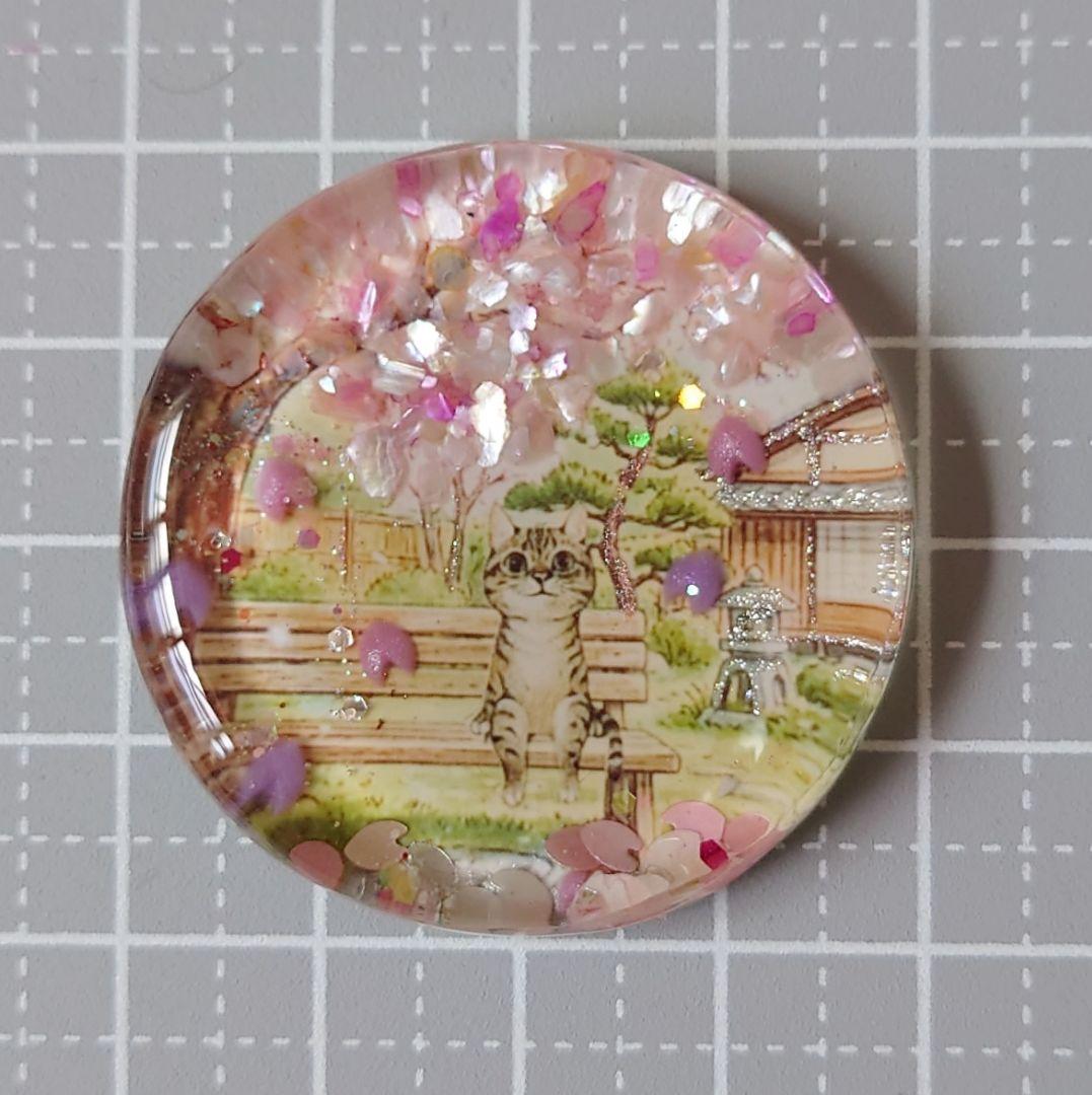 レジン　猫　ヘアゴム　ブローチ　ポニーフック　No.627
