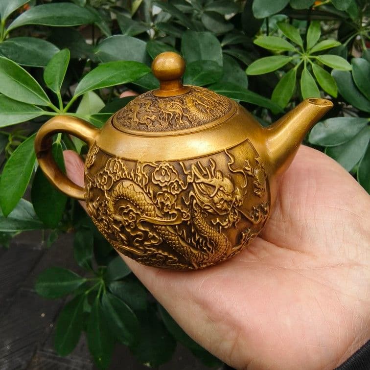 銅器 龍鳳茶壺 酒壺 茶道工芸品 装飾品 置物