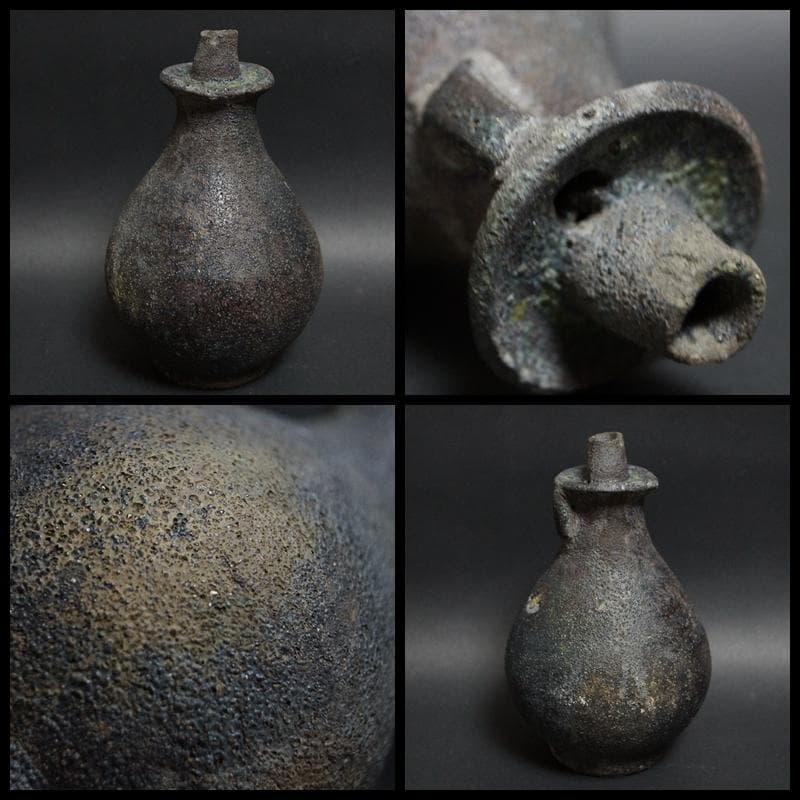 明治期 油灯 オイルランプ 陶器製☆時代物☆