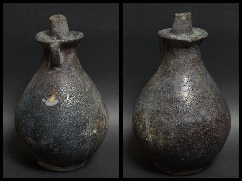 明治期 油灯 オイルランプ 陶器製☆時代物☆