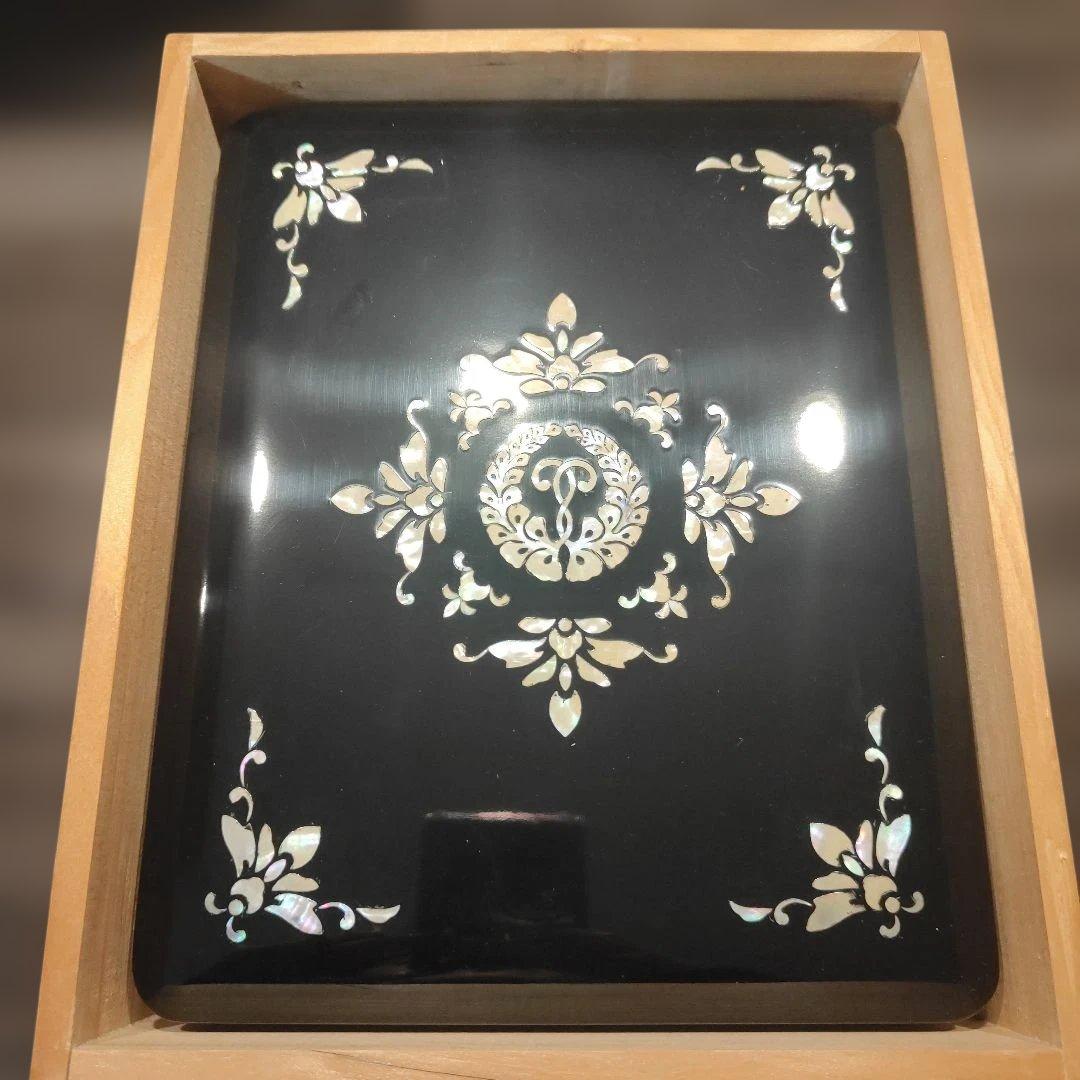 【美品】高岡漆器 螺鈿細工 硯箱 書道具