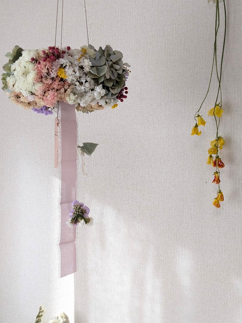 【お値下げ】紫陽花と淡色スターチスのフライングリース♡