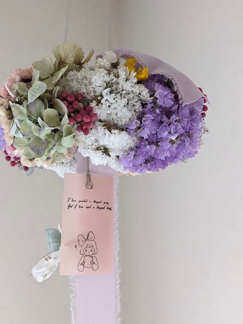 【お値下げ】紫陽花と淡色スターチスのフライングリース♡