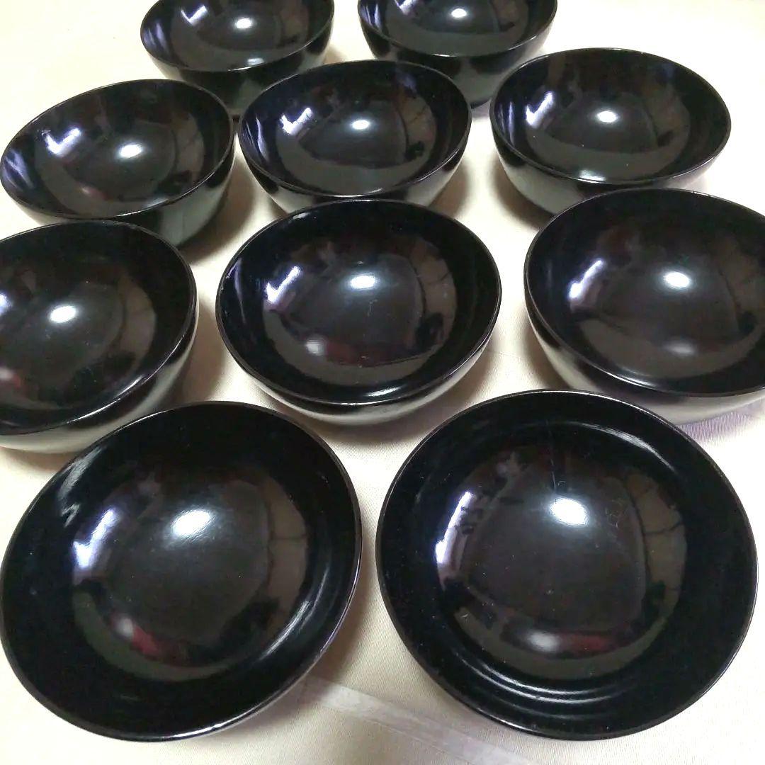 会津塗黒沈金蒔絵松鶴塗椀　蓋付き10客セット　 木箱入　大正時代　漆器汁椀