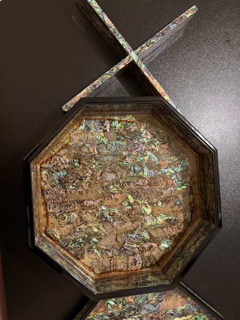 八角形貝細工漆器重箱