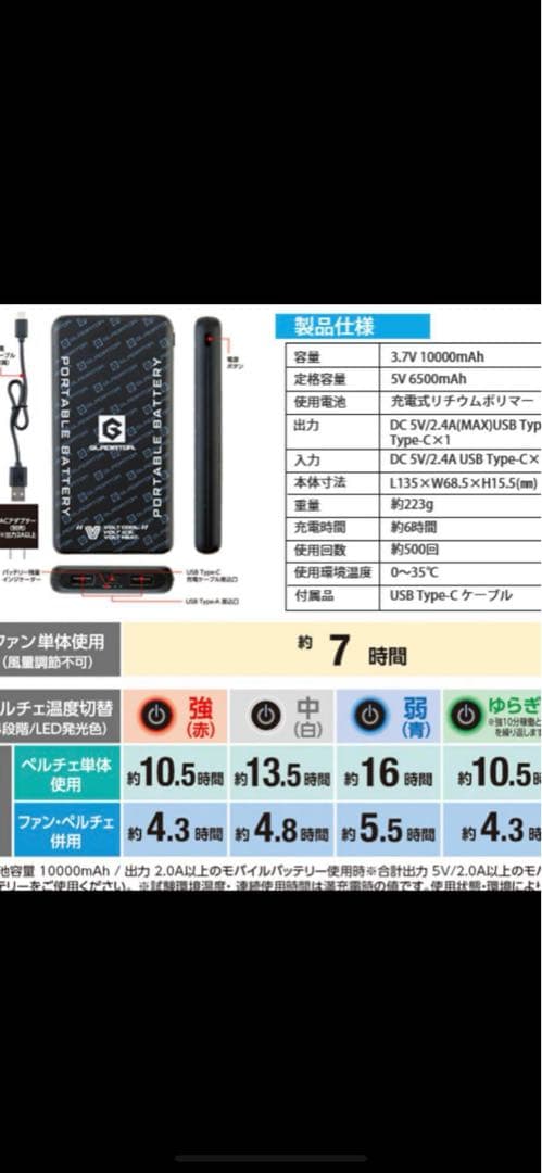 ゴリッキー　VOLT COOL 空調服セット VCP25-SET