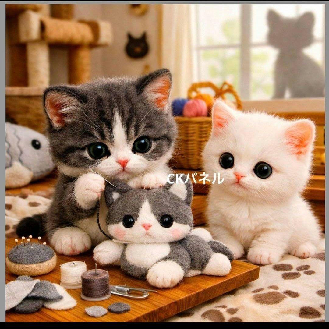 激レアねこパネル生地　ハンドメイド