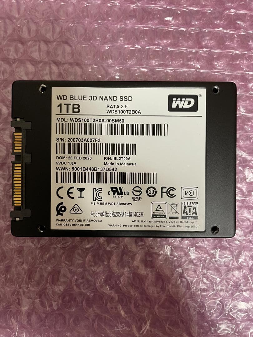 SSD 1TB 2.5インチ SATA WD製 内蔵型 動作保証 0916