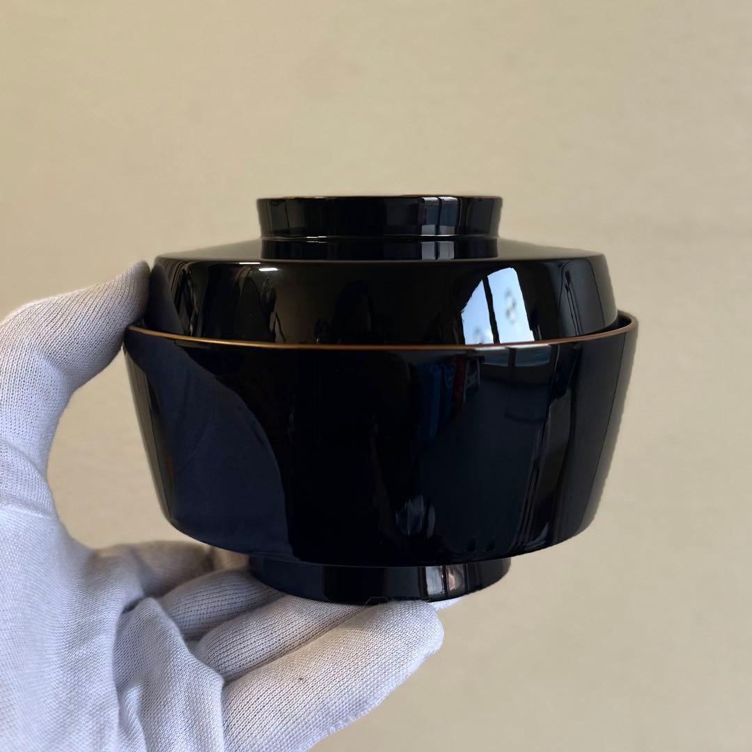 SNT1670 未使用 美品 輪島塗 呂色仕上 【煮物椀5客】草花絵変り蒔絵