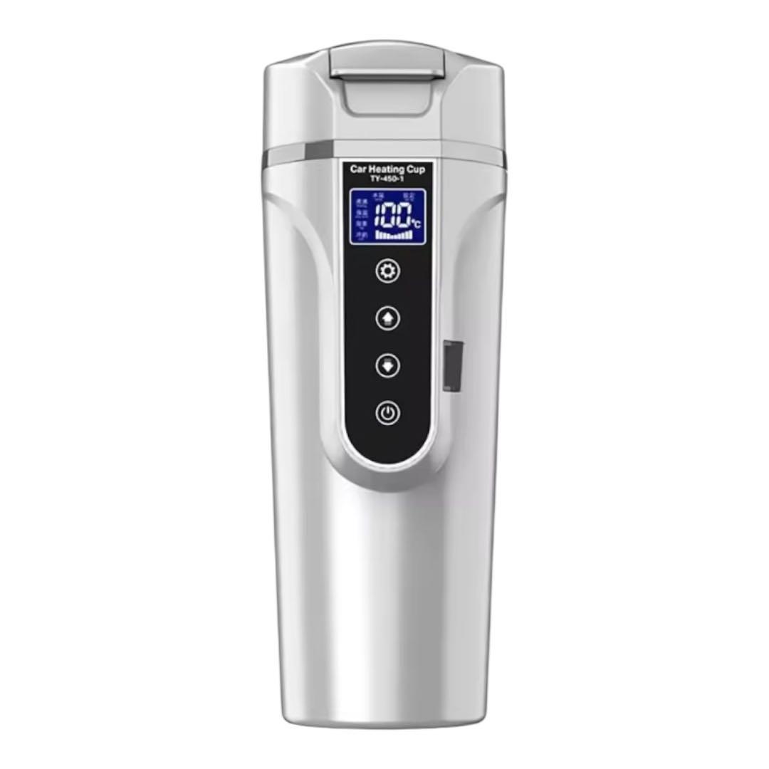 車載電気ケトル 500ml 大容量 カー用＆トラック用 DC12V/24V 白
