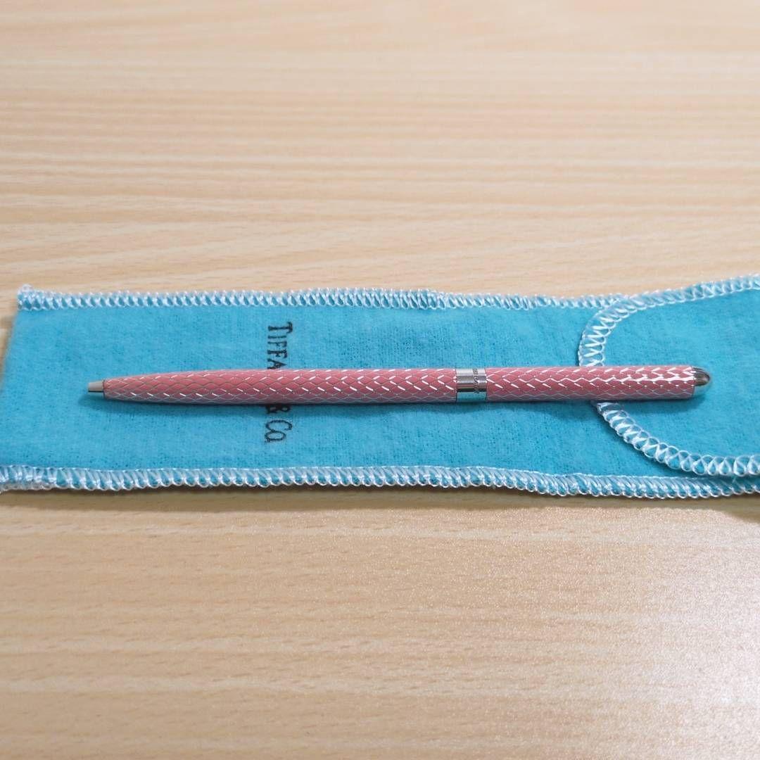 【美品】TIFFANY ピンク ダイヤモンドテクスチャー ボールペン 925