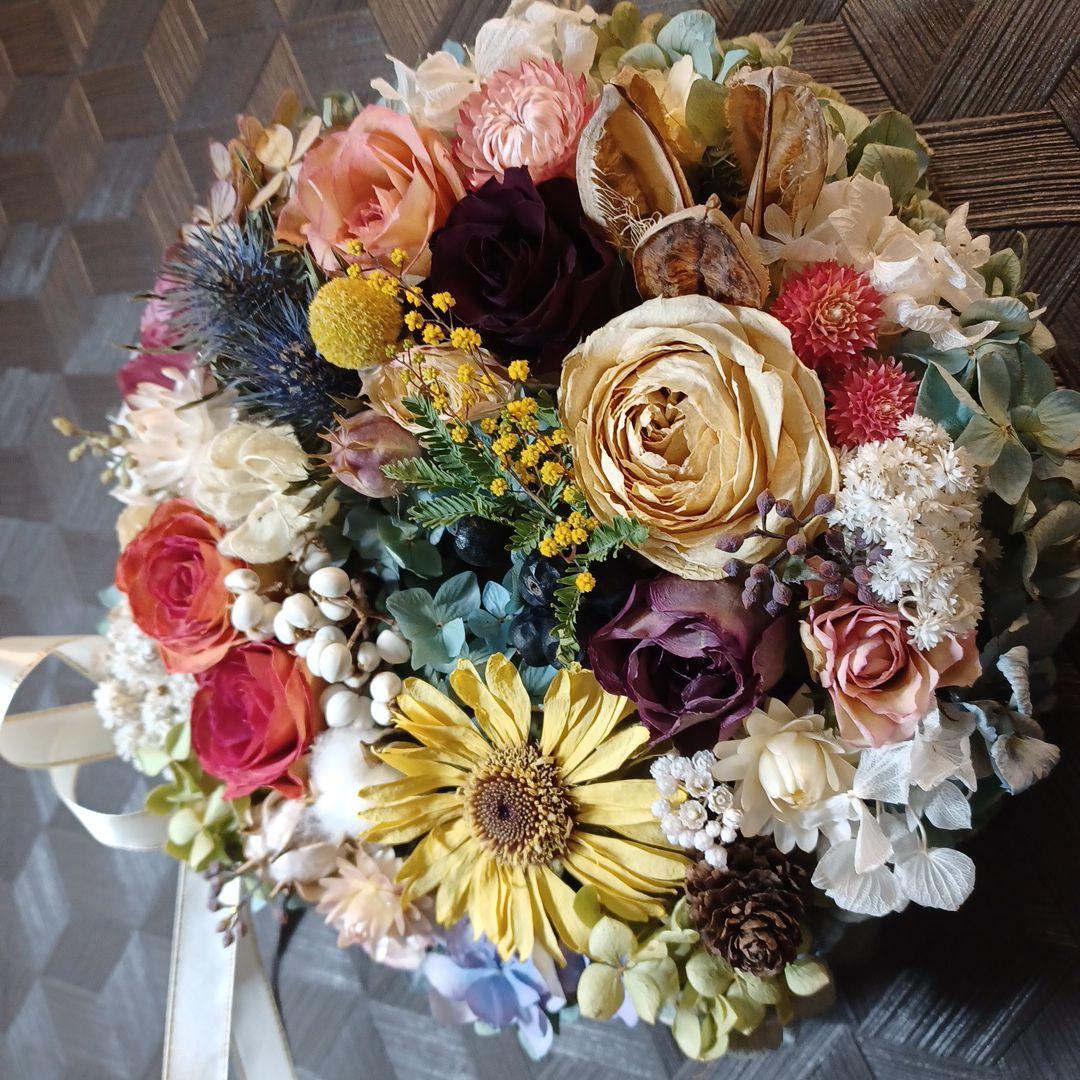 ドライフラワーリース＊ハンドメイド＊紫陽花あじさいリース＊フラワーリース⑲