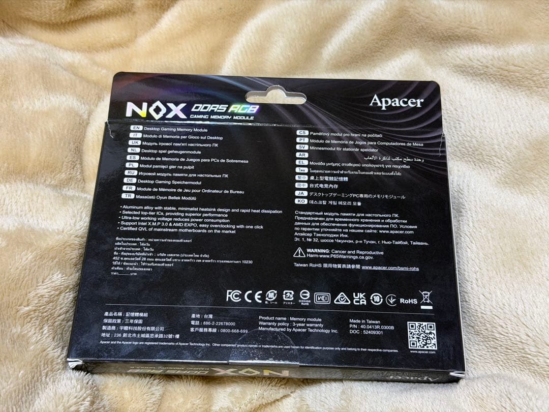 Apacer DDR5-6000 16GBx1 デスクトップ用メモリ
