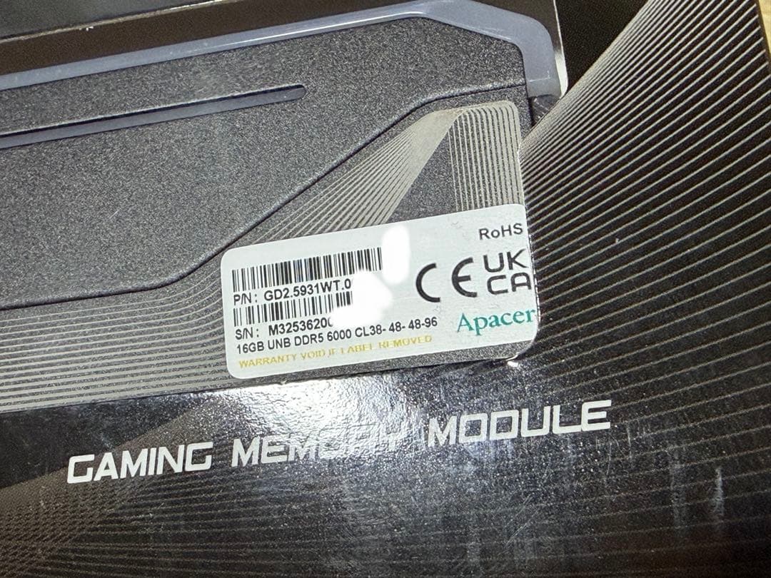 Apacer DDR5-6000 16GBx1 デスクトップ用メモリ