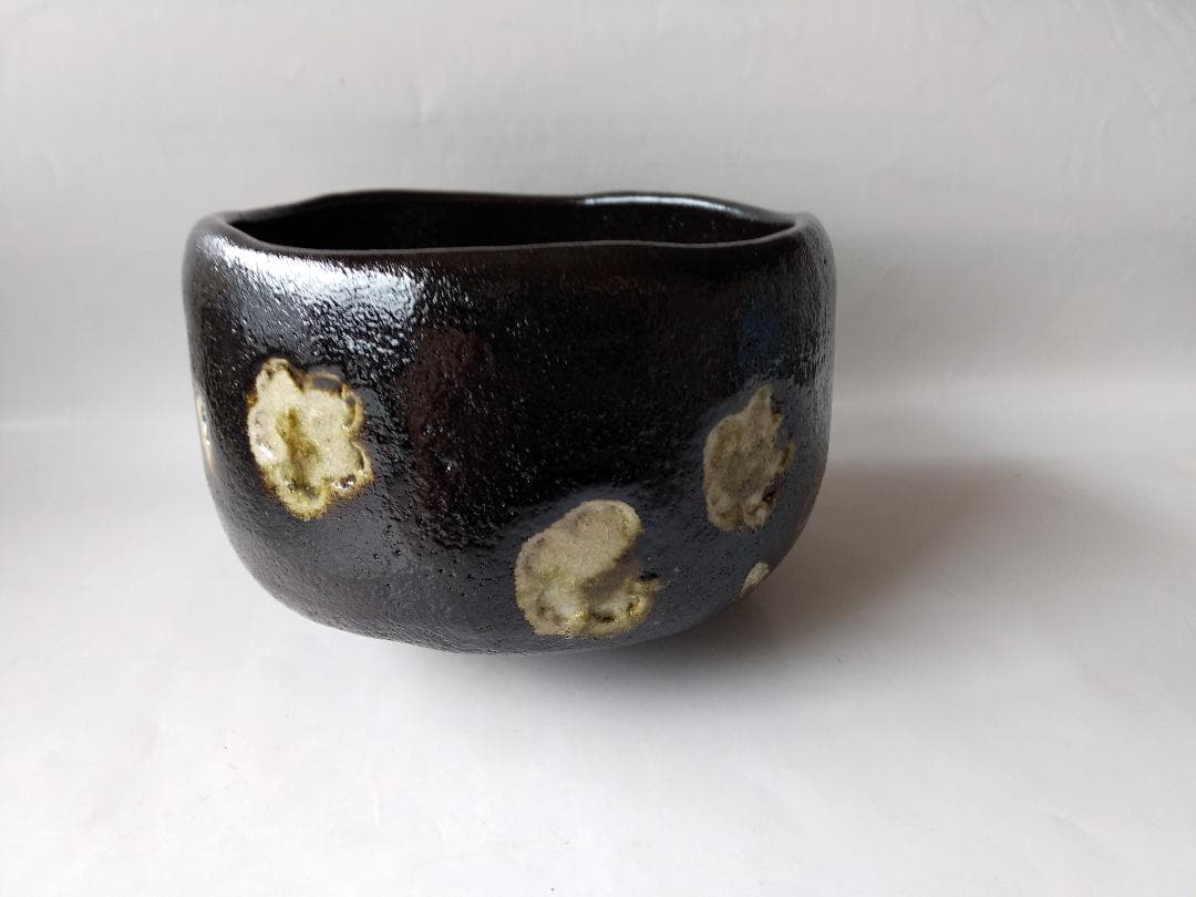桂窯 伊藤桂楽 造 桜 黒楽茶碗 共箱 茶道具 抹茶碗 新品 未使用 保管品