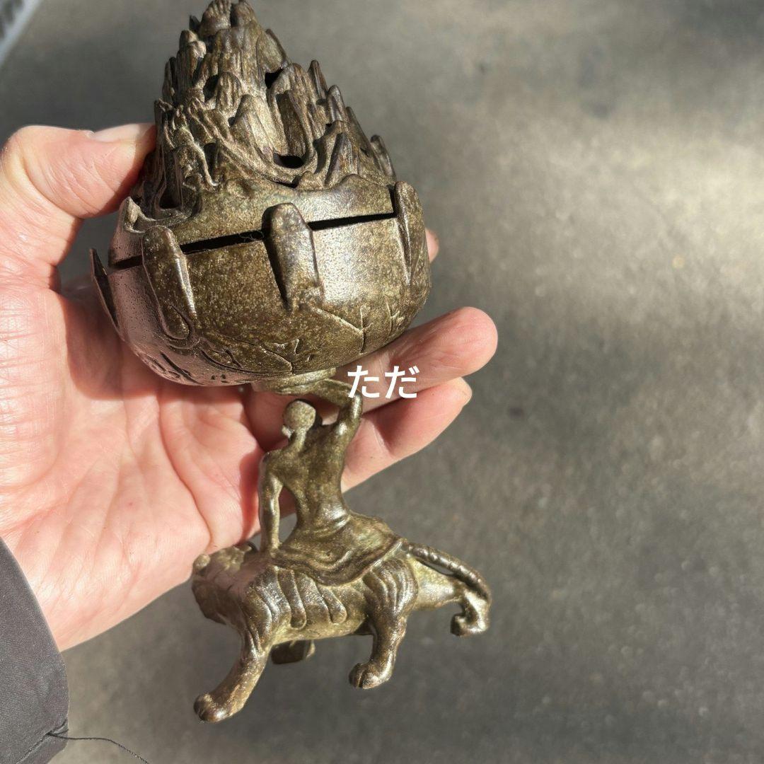 銅製 羅漢博山炉 香炉 護法神像炉 香道具 茶道具 装飾品 工芸品 置物
