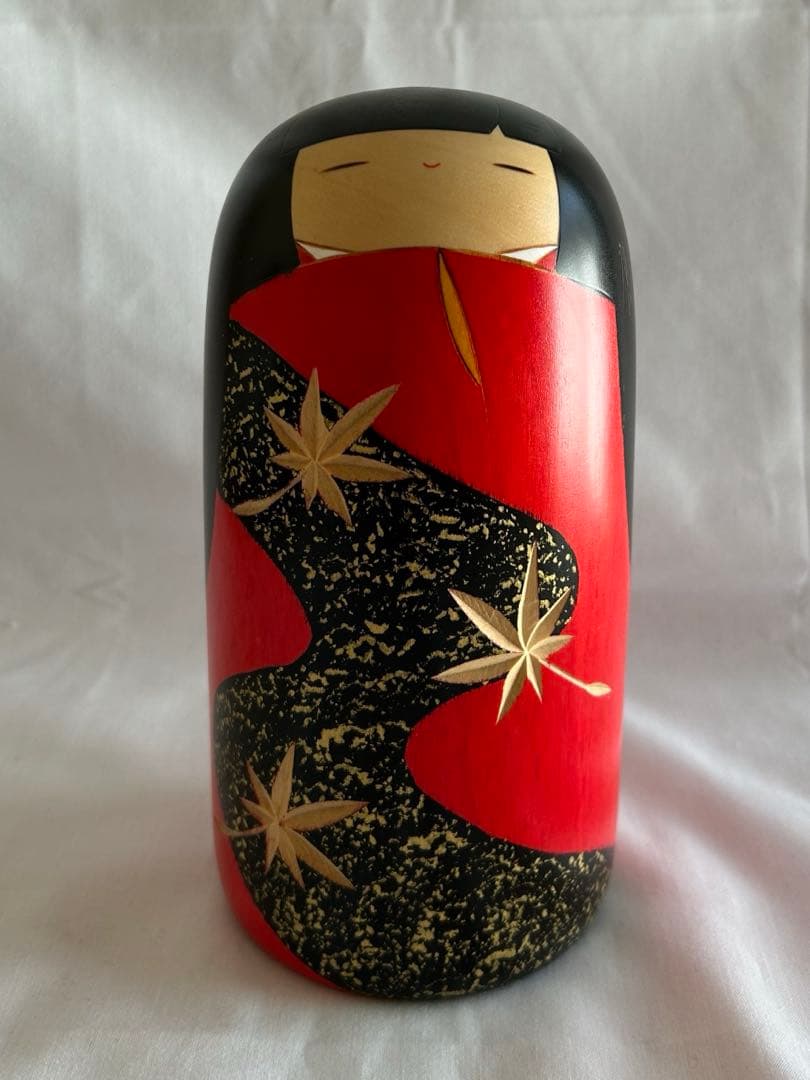 卯三郎 こけし 紅葉 もみじ 赤 工芸品 民芸品 童女 着物